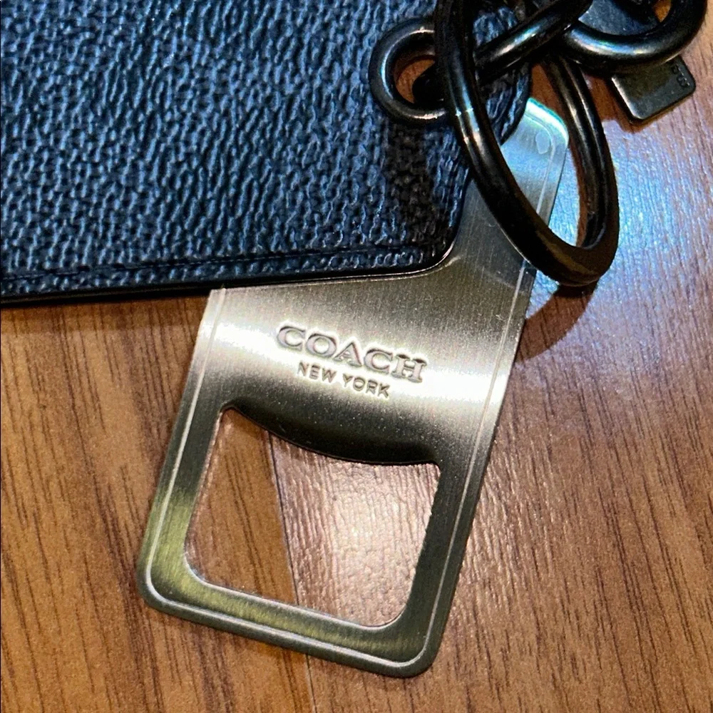 Coach Coated Canvas Tag Keyring with Metal Bottle Opener - Picture 4 of 10